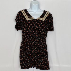 Free People Collard Short Sleeve Top